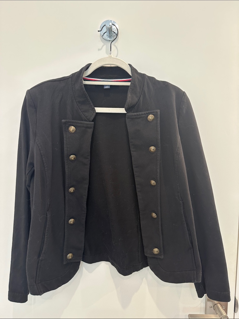 Tommy Hilfiger Black Military-Style Button Blazer